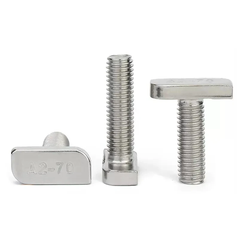 

304 Stainless Steel T-Head Bolts M8 M10 / Rectangular Head T-Slot Fasteners for Photovoltaic Brackets & Aluminum Profile Systems