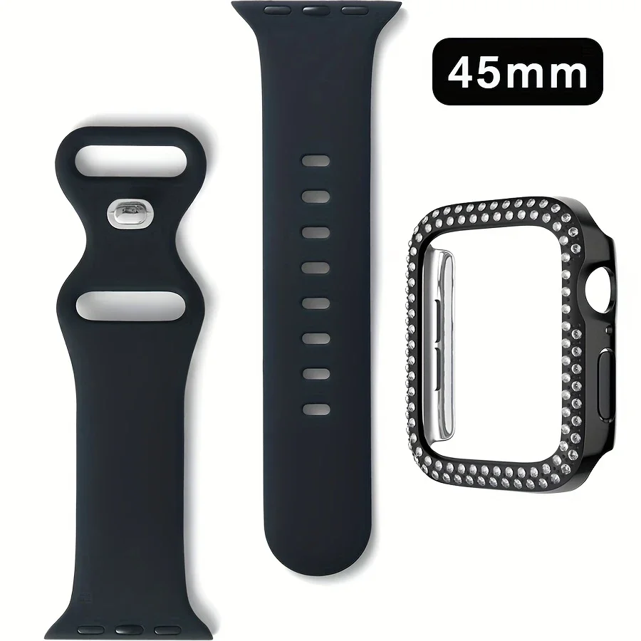 Diamond case+strap For Apple watch bands 45mm 41mm 38mm 42mm 44mm 40mm bracelet+Screen Protector+Bumper series 10 9 8 7 6 5 4 SE