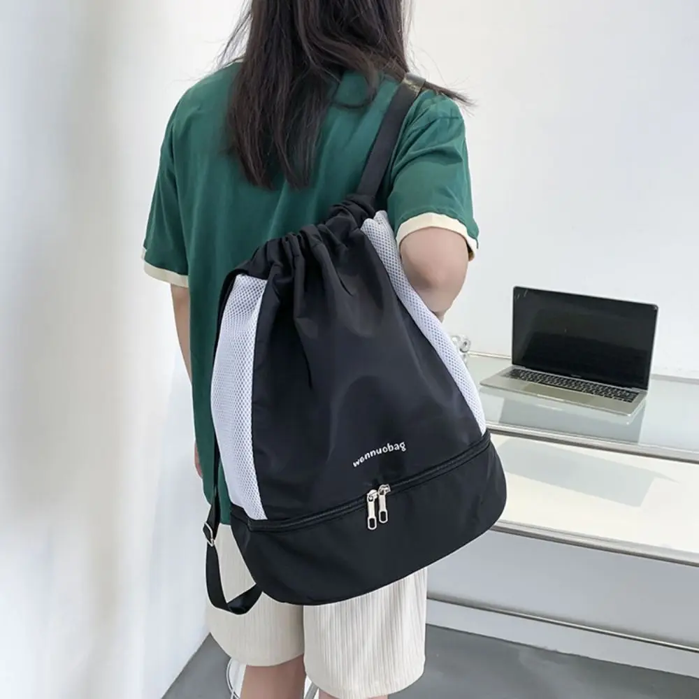 Fashion Oxford Drawstring Backpack Casual Cinch String Sports Gym Bag Large Capacity Dry and Wet Separation Travel Bag School