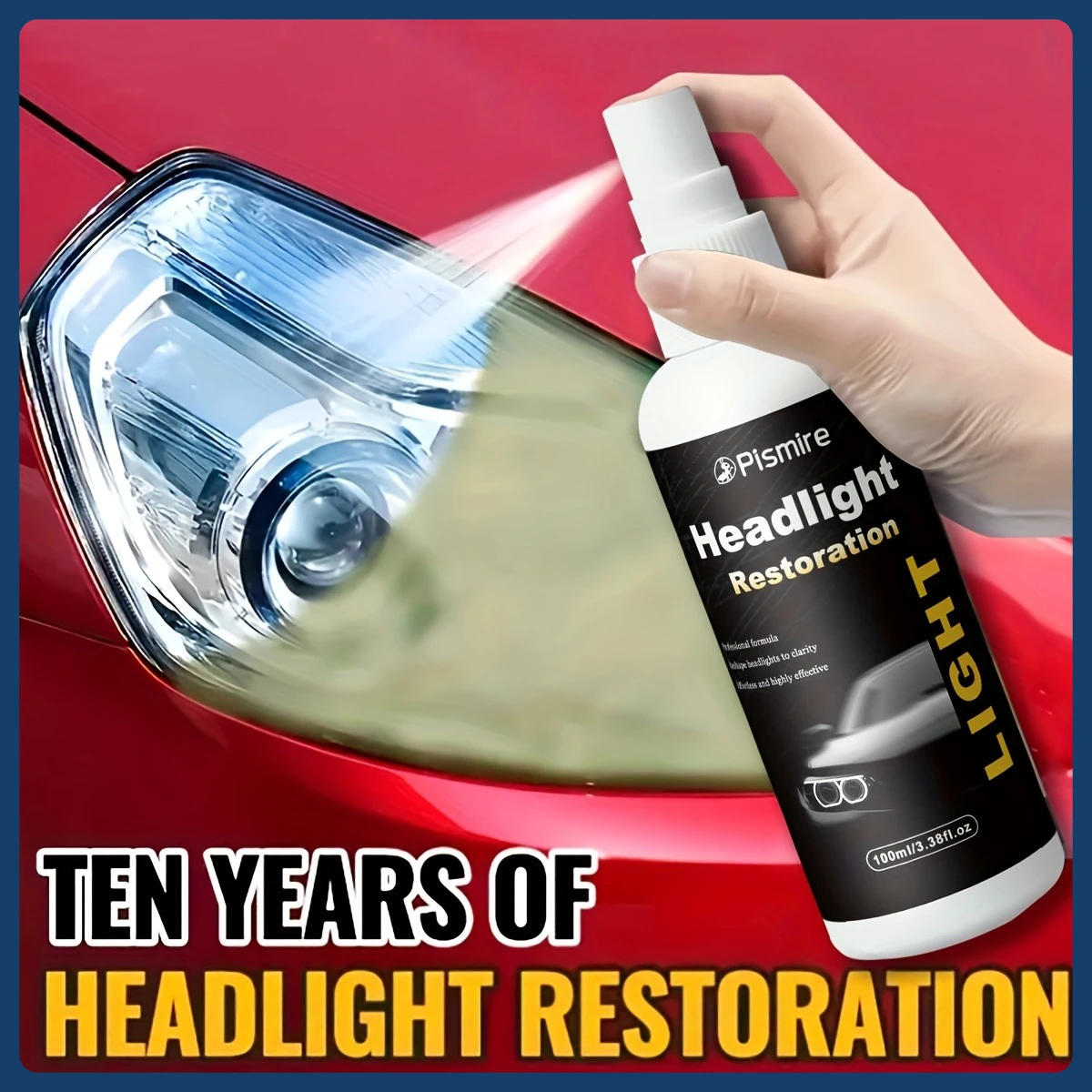 Líquido para reparación de faros de automóvil de 3,38 oz, no requiere pulido, faros de actualización rápida, kit de mantenimiento y cuidado de faros