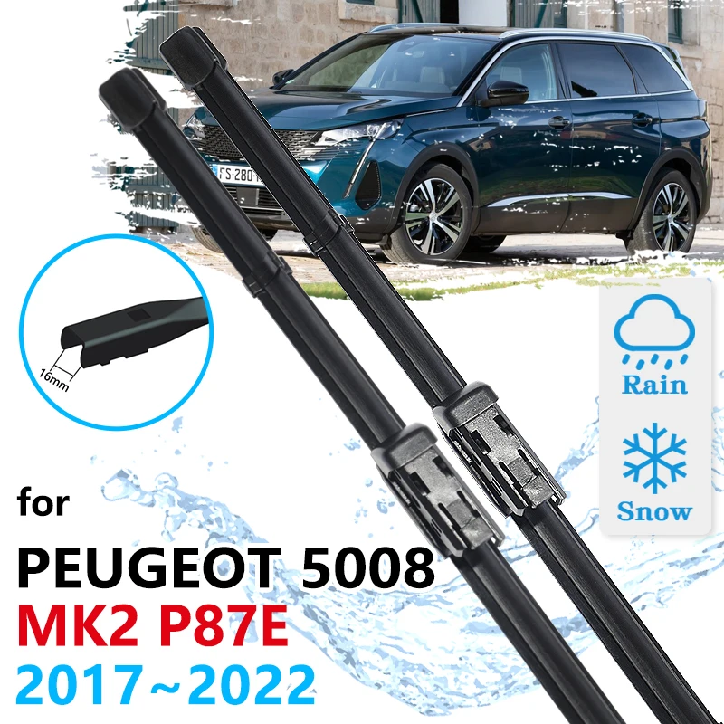 For Peugeot 5008 MK2 P87E 2017 2018 2019 2020 2021 2022 GT Line Cleaning Windscreen Windshield Accessories Car Front Wiper Blade