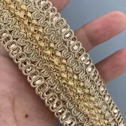 1 Yard 3.6cm Filo d'oro Lace Trim Nastro Tessitura Stile etnico nazionale Abbigliamento Ricamo Tessuto con paillettes Accessori jacquard