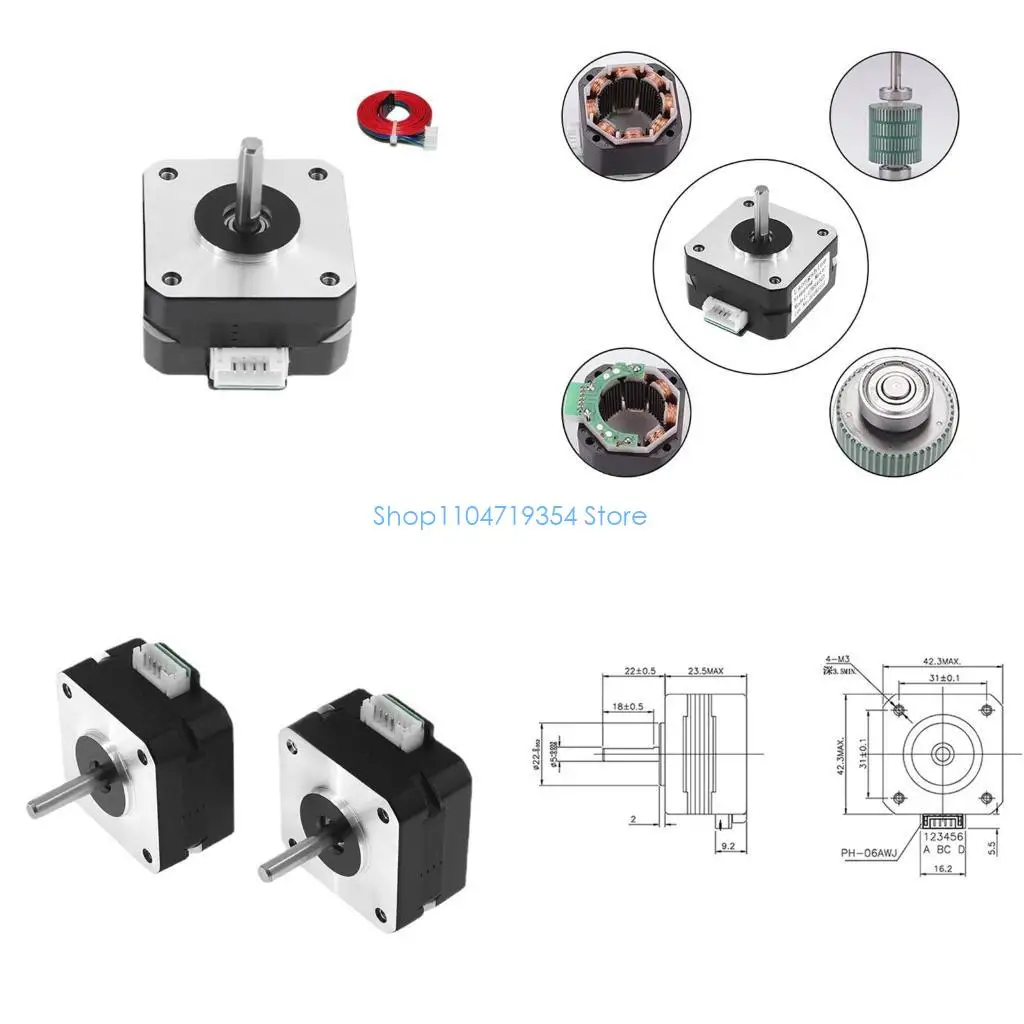 

0XLD 4-выводной двигатель Nema 17 22 мм 42 1,0 А 12 В 14 Н. для двигателя 3D-принтера для Extr