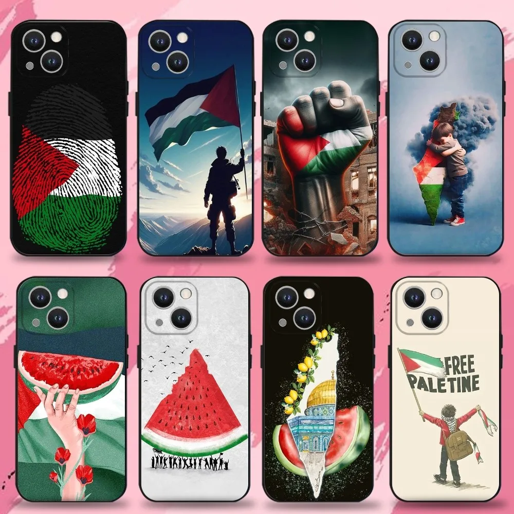 

P-Palestine-es-F-Flag Phone Case For iPhone 16,15,14,13,12,11 Plus,Pro Max,XS,X,XR,SE,Mini,8,7,Soft Silicone Black Cover
