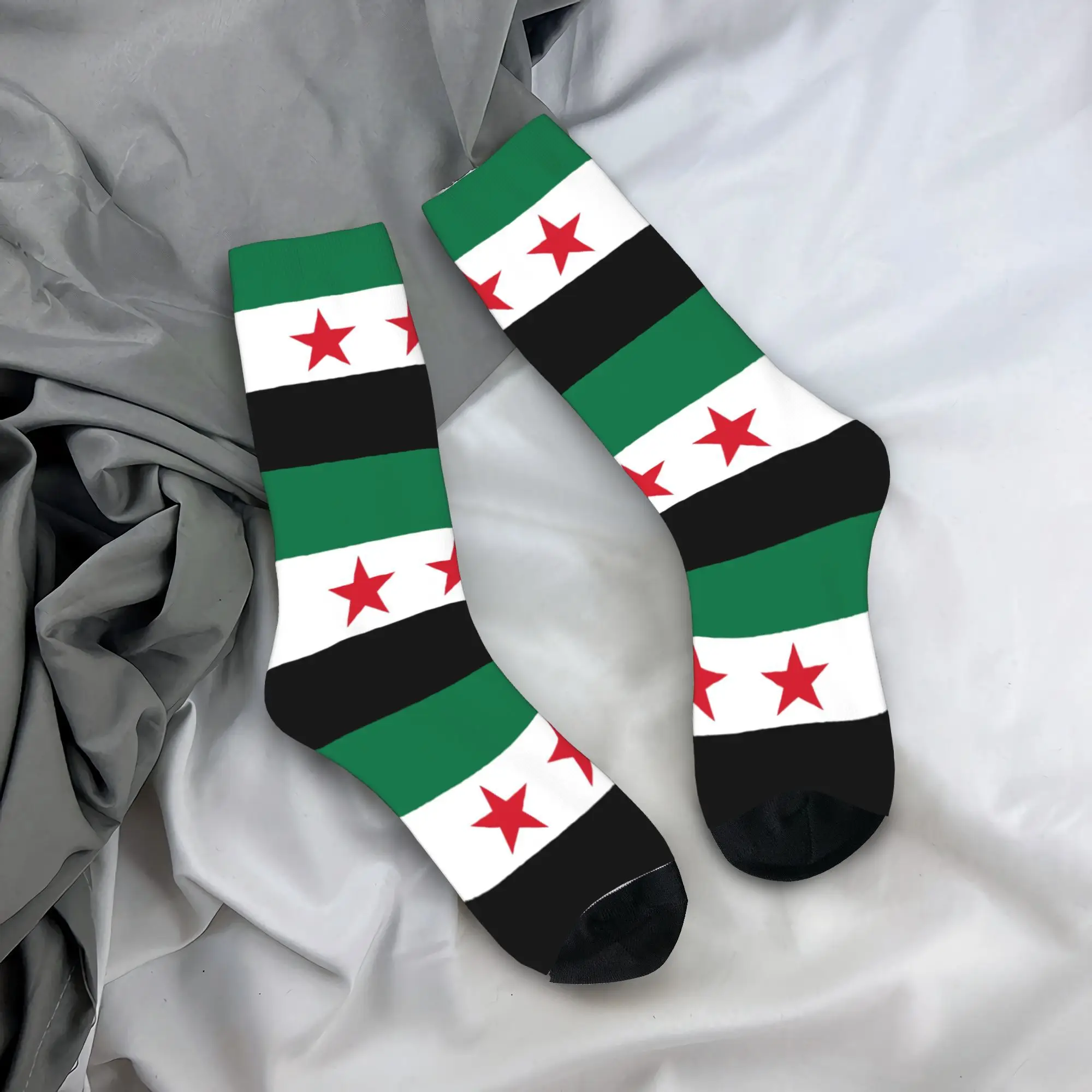 مخصص سوريا الجدة المطبوعة السريانية علم الآسري الجوارب للرجال النساء تمتد الصيف الخريف الشتاء ثلاثة نجوم العلم طاقم الجوارب