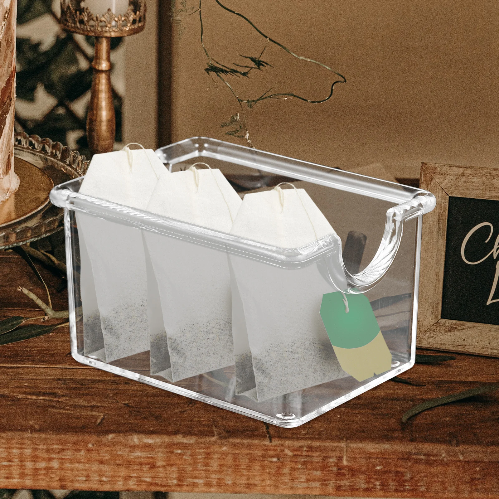 

Acrylic Tea Bag Box Desktop Storage Organizer Small Candy Sugar Packet Container Capsule Holder for Coffee Bar Counter