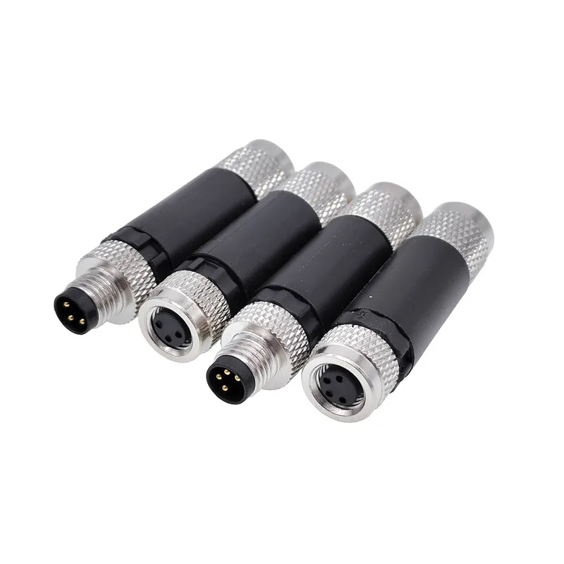 M8 Sensor Connector Non-welding screw connection Metal A Code Bend Angle 3pin 4pin IP68 Straight Waterproof Connectors