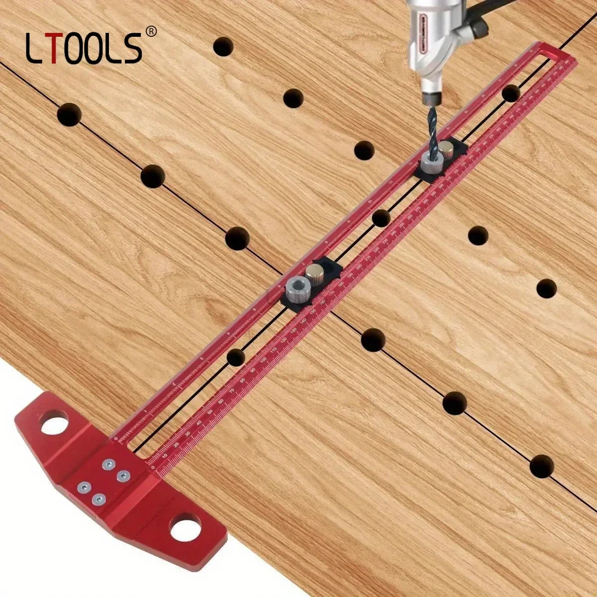 

Carpentry 2-in-1 Drilling Positioning Ruler Aluminum Alloy T-shaped Scribing Ruler Multi Functional Activity Marker Square Ruler