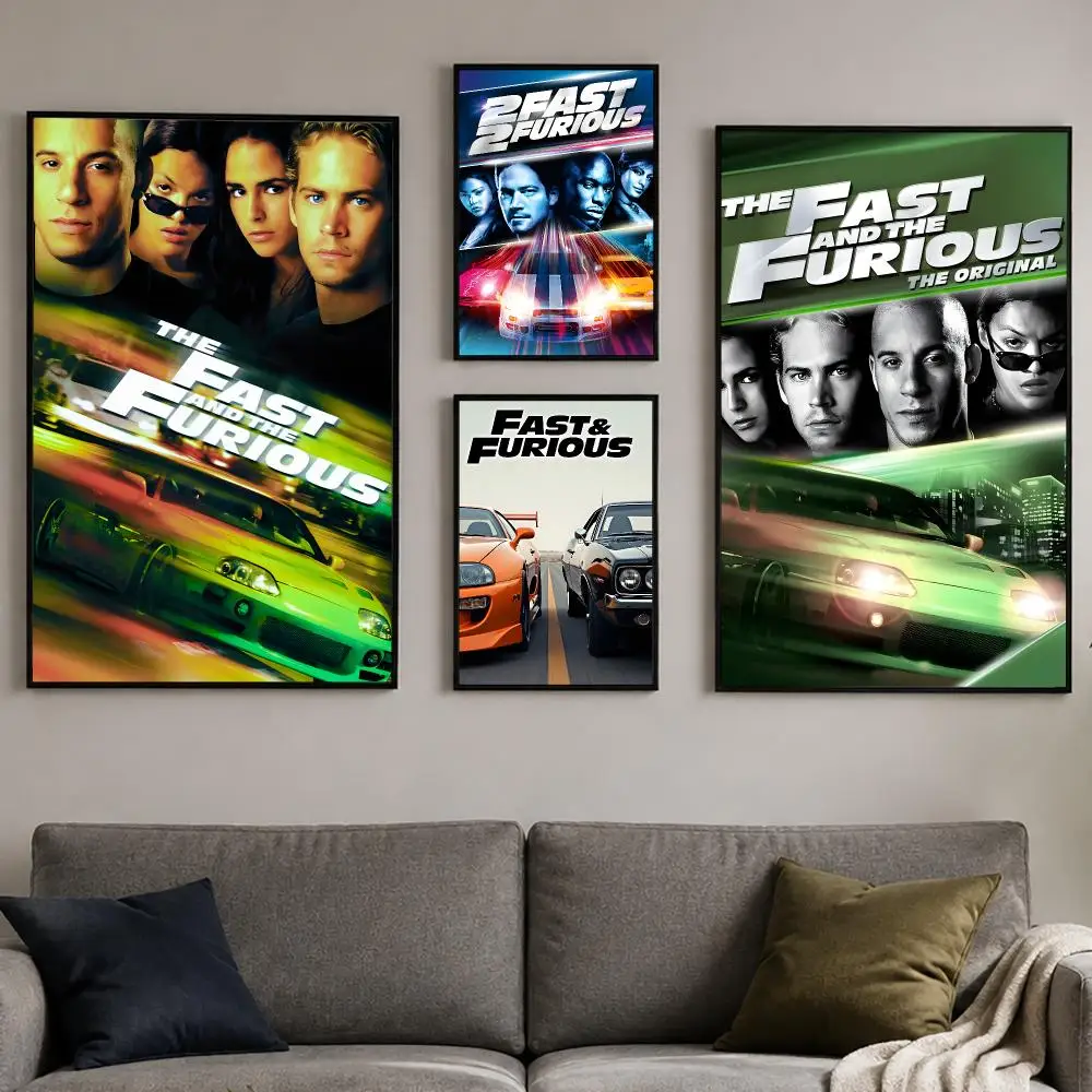 Racing Movie Fast and Furious Poster PP Self-Adhesive Bedroom Gaming Cafe/Bar Vintage Aesthetic Decor Ideal Gift