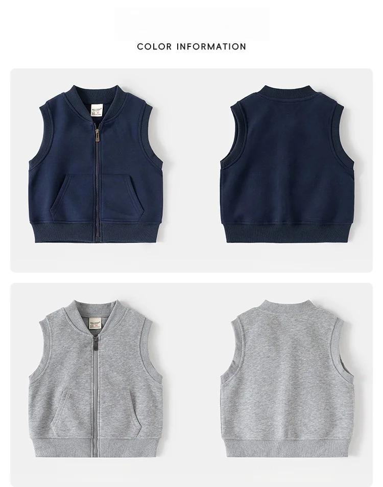 2-6 Jahre Neue Frühlings-Freizeitweste für Kinder, Marineblau mit Taschen, Ärmellose Jacke für Jungen, Weiche Leichte Kinderkleidung – Detail 1