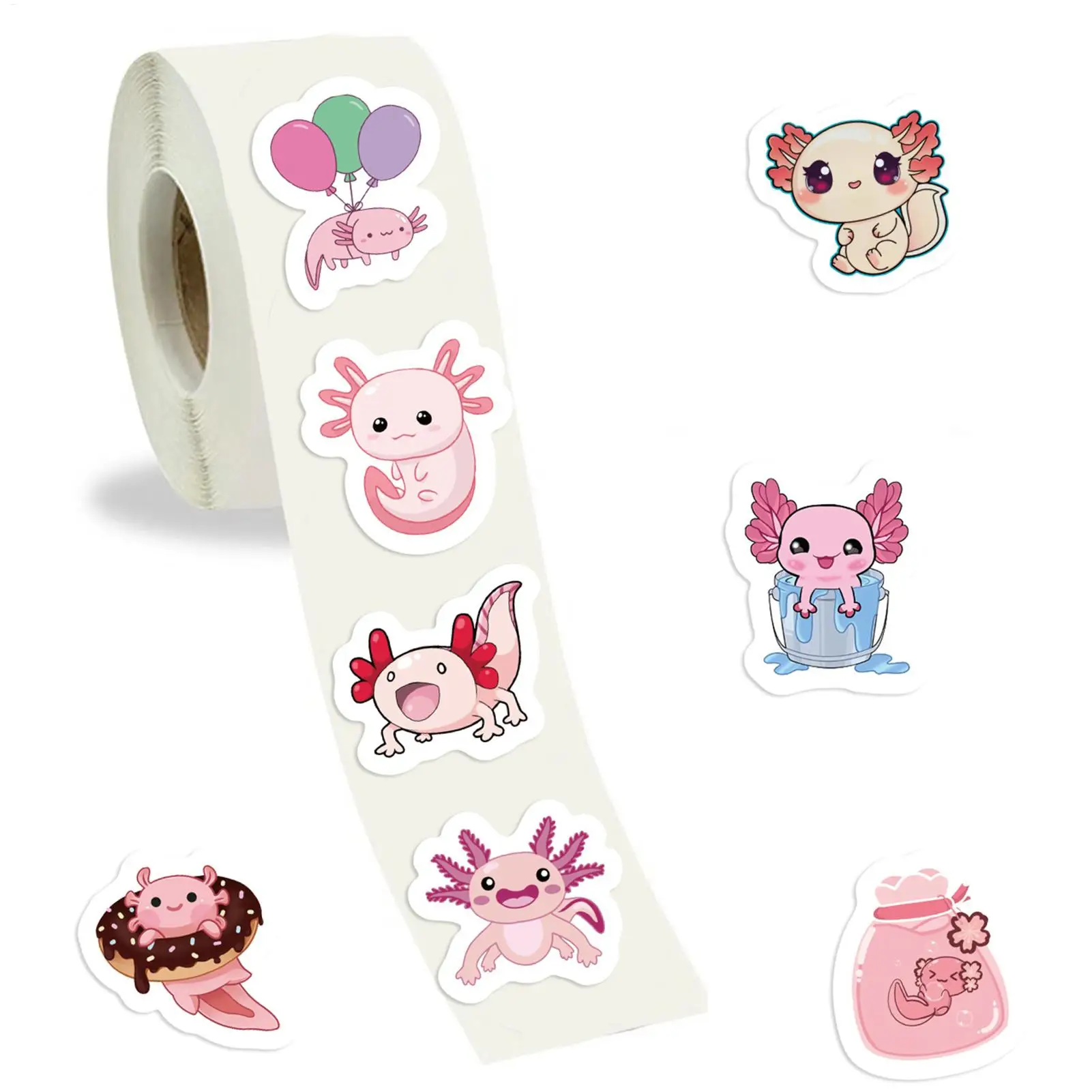 ملصقات Axolotl اللطيفة 500 قطعة/لفة الشارات الديكور مقاوم للماء المجلات الديكور للفصول الدراسية مدرسة حفلة محمول سجل القصاصات #1
