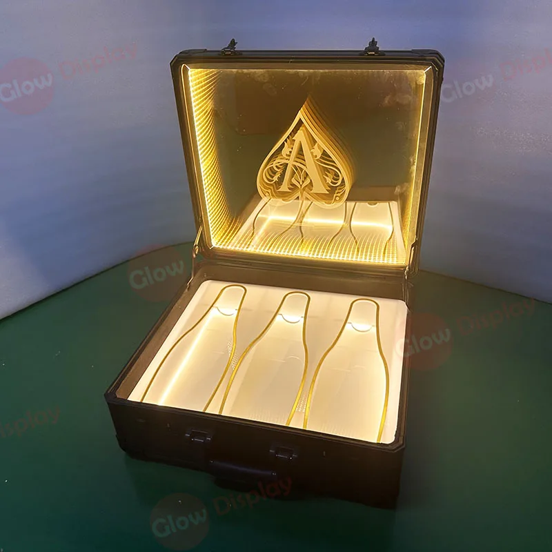 New Rechargeable LED Ace of Spade Show Case Champagne Bottle Carrier Box For Wedding Night Club Party Lounge Bar