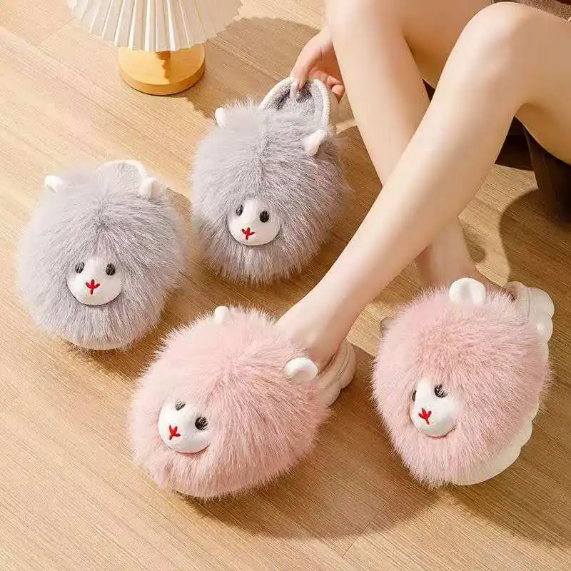

2026 Winter autumn cotton slippers for women fashionable cartoonish cute warm comfortable lightweight and casual cotton shoes