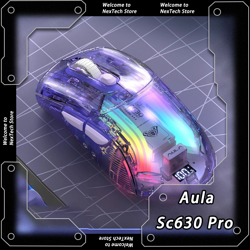 Aula Sc630 Pro Tri-mode Mouse 2.4g/Bluetooth/Usb Energy Conservation Gaming Esports Mouse Charging Base PC Gamer Custom Mice