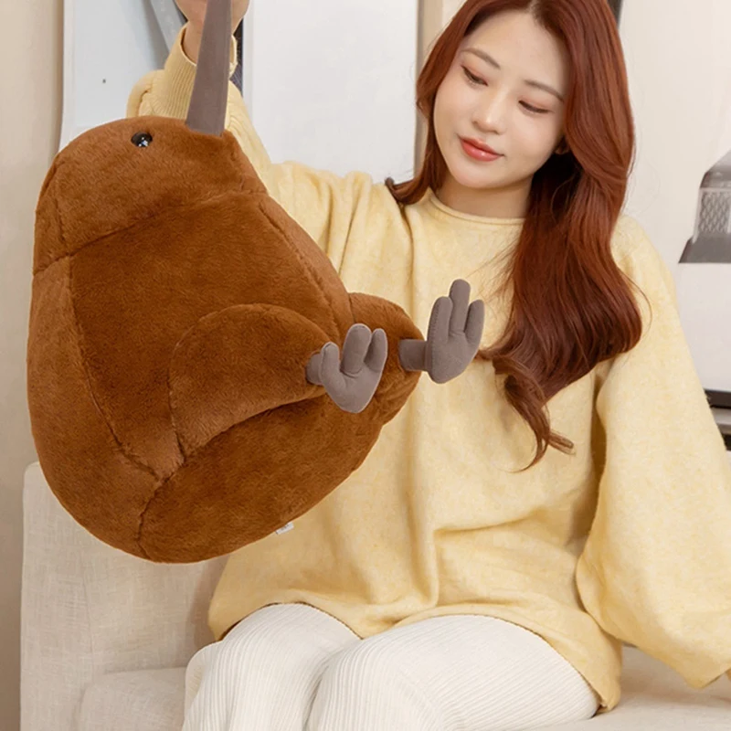 Mainan mewah burung Kiwi seperti hidup bantal tubuh boneka burung Kiwi abu-abu hadiah plus burung Kiwi duduk realistis besar