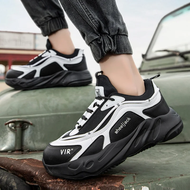 New Fashion Safety Shoes Men for Work Safety Boots Steel Toe Protective Shoes Puncture Platform Proof Construction Work Boots