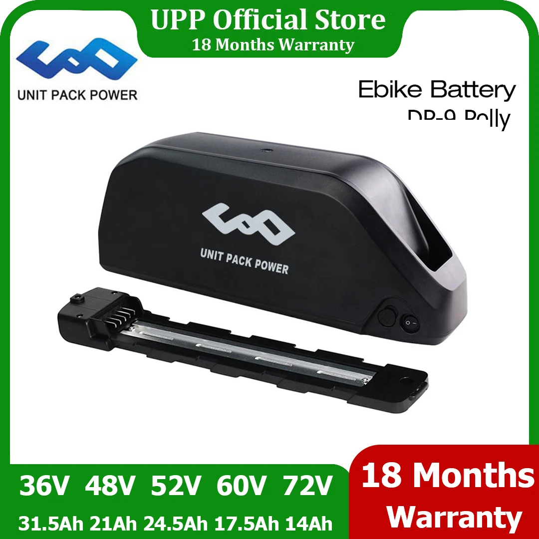 Polly DP-9 EBike Battery 48V 24.5Ah 17.5Ah 21Ah 52V 60V72V 36V 18650 Lithium Pack Downtube Battery for1000W 750W 500W 350W Motor