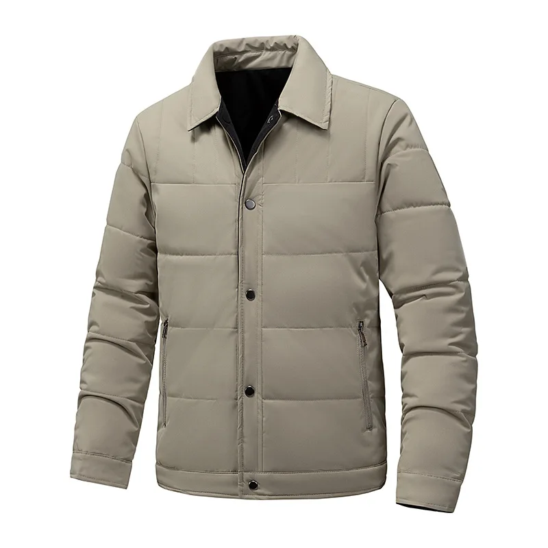 Men's Thickened Cotton-Padded Jacket with Lapels Fashionable Lightweight Warm Cold-Proof Double-Sided Autumn Winter Coat