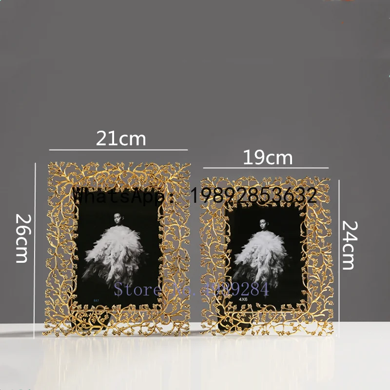 

A2 Creativity Photo Frame Metal Golden Leaves Modern Home Desktop Decoration Golden Picture Frame Storage Display Decoration