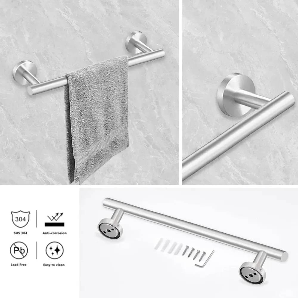 8 Piece Brushed Nickel Bathroom Hardware Set, 24inch Bathroom Towel bar+Towel Ring+Toilet Paper Holder+ Robe Towel Hook