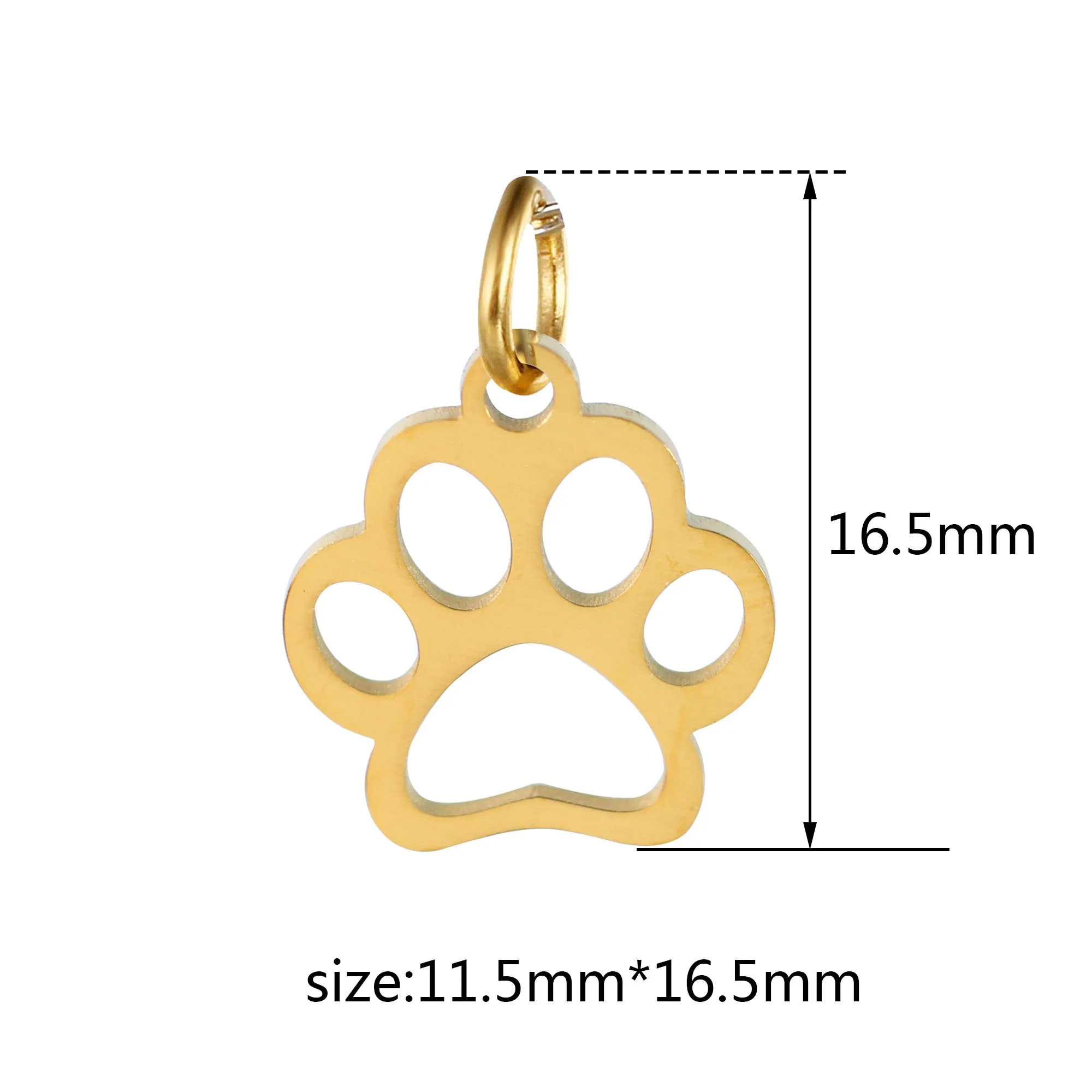 DOOYIO 5pcs/Lot  Stainless Steel  Polished Hollow Animal Cat Or Dog Claw Charm DIY Titanium Steel Jewelry Accessories Pendant