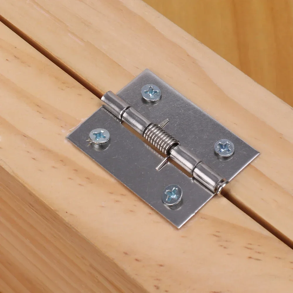 10/1Set Self Closing Spring Hinge Stainless Steel Door Hinges with Screws Boxes Windows Cabinet Furniture Hardware Accessories