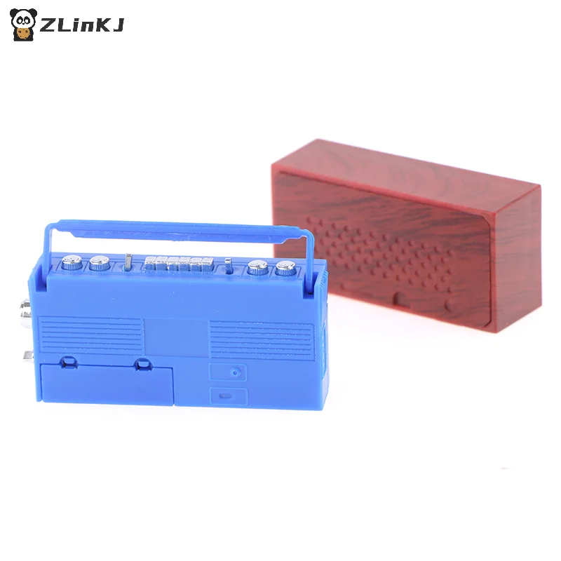 ▶ Maison de poupée Miniature, Mini enregistreur Radio Miniature, modèle de meubles de maison de poupée, accessoires de décoration, jouets pour collectionneurs, 1/12