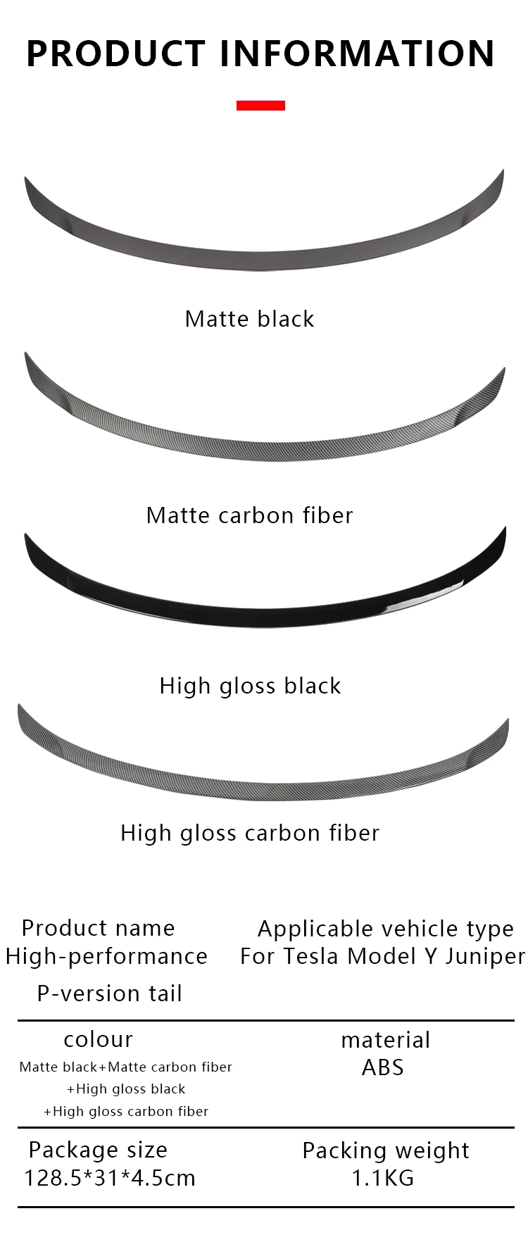Heenvn ABS Carbonfaser-Spoiler für Tesla Model Y Juniper 2025 2026 Heckklappenspoiler Original Modifiziertes Auto-Exterieur – Detail 7