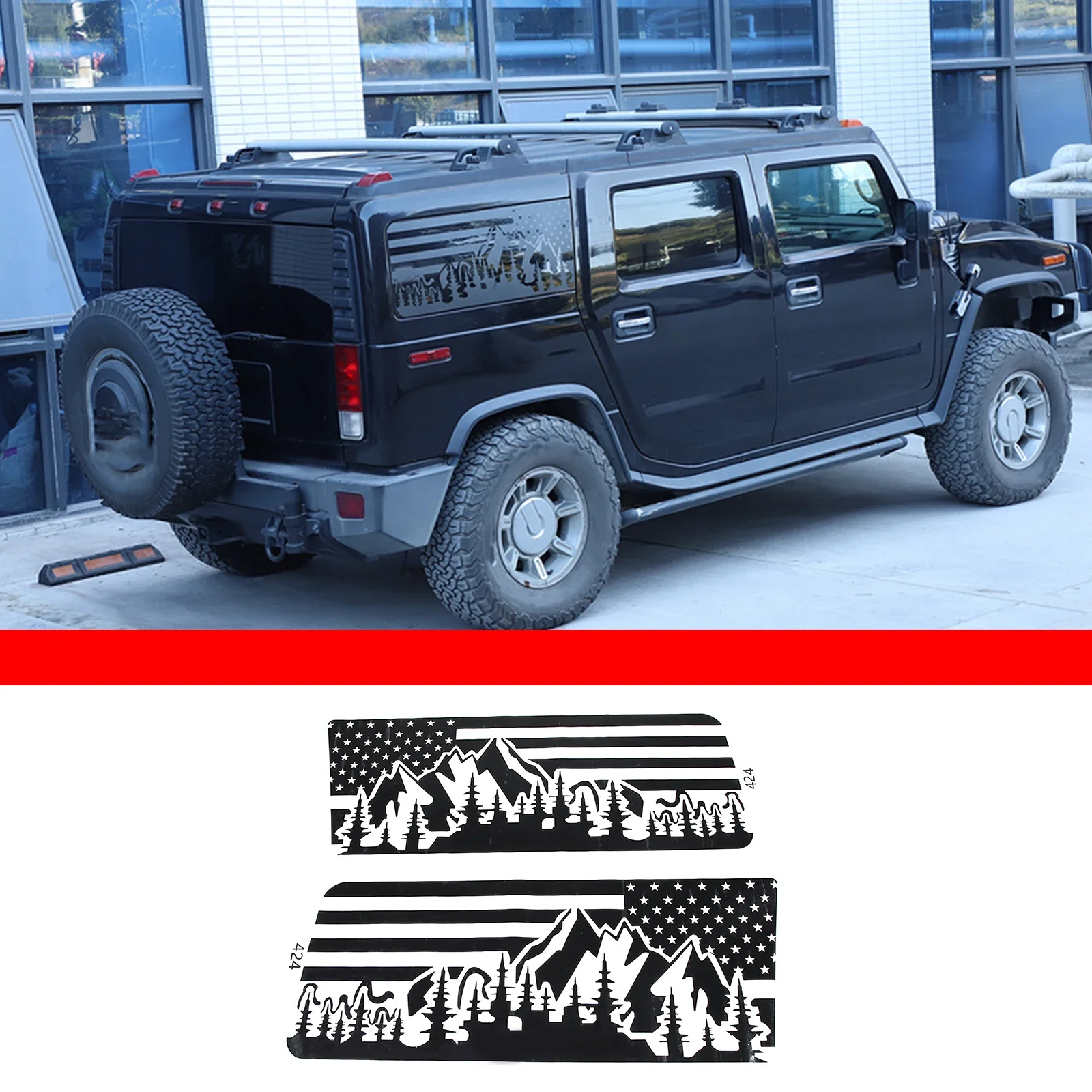 

For Hummer H2 2003-2009 H3 2005-2009 Car Styling Black Car Rear Window Windshield Graphic Decal Sticker Car Accessories