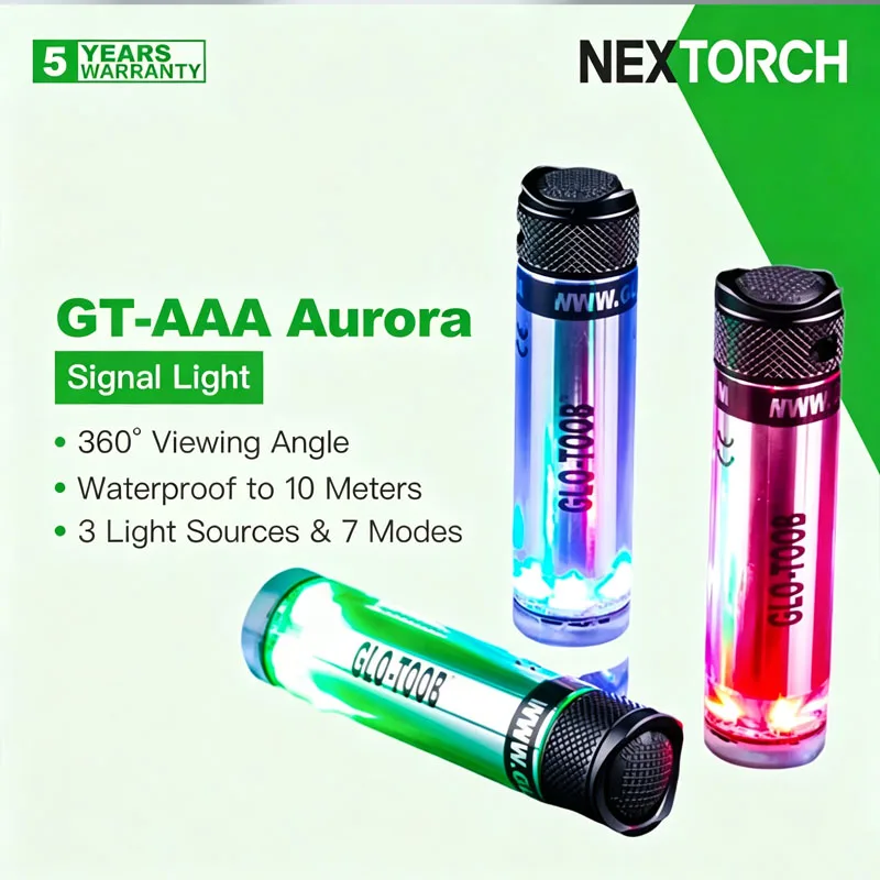 nextorch-glo-toob-gt-aaa-aurora-luce-di-segnalazione-a-3-colori-10m-sommergibile-360°-°-torcia-impermeabile-con-7-modalita-di-illuminazione-visibile