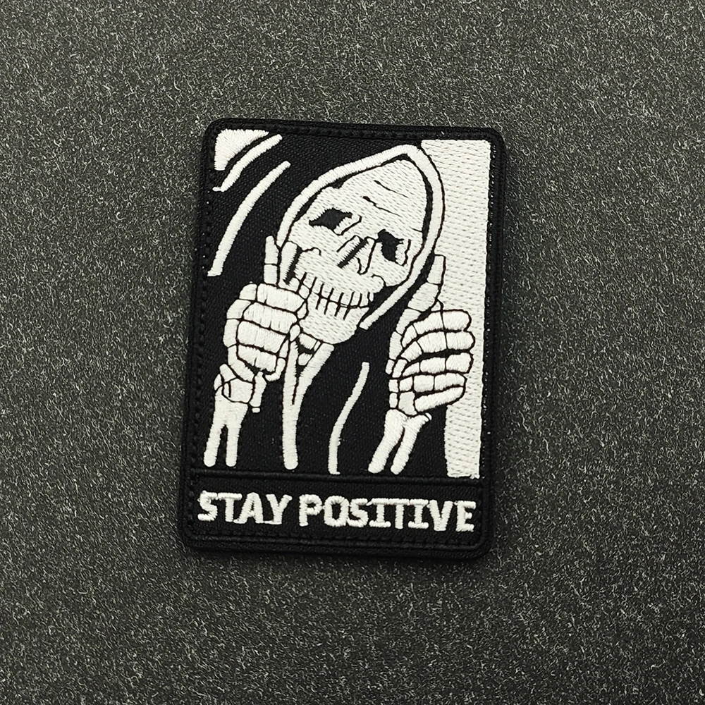 Stay Positive Faith over Fear Embroidery Patch with Hook And Loop for Jacket Shoulder Fabric Accessories Positive Thinking
