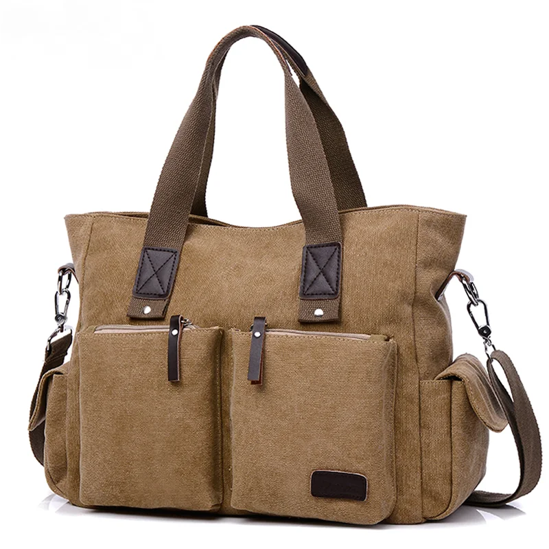 Canvas Fashion Mens Crossbody Bags Solid Color Multifunction Men Office Vintage Bag with Slit Pocket Crossbody Shoulder Bags Men