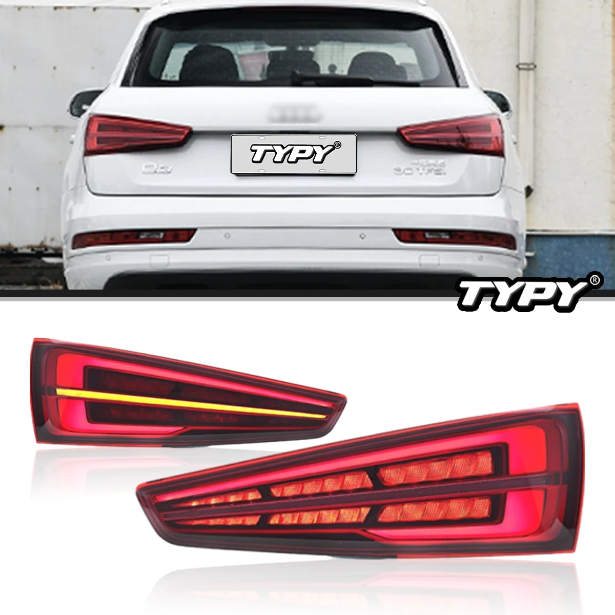 TYPY Car Tail Lights For Audi Q3 2013-2018 LED Car Tail Lamps Daytime Running Lights Dynamic Turn Signals Car Accessories