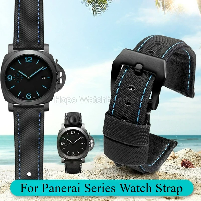นุ่ม-ยืดหยุ่นไม่ระคายเคืองผิวที่เหมาะกับผิวหนังคาร์บอนไฟเบอร์รูปแบบไนลอนสายนาฬิกาหนังแท้สำหรับพานาไร PAM359 PAM616 PAM1661