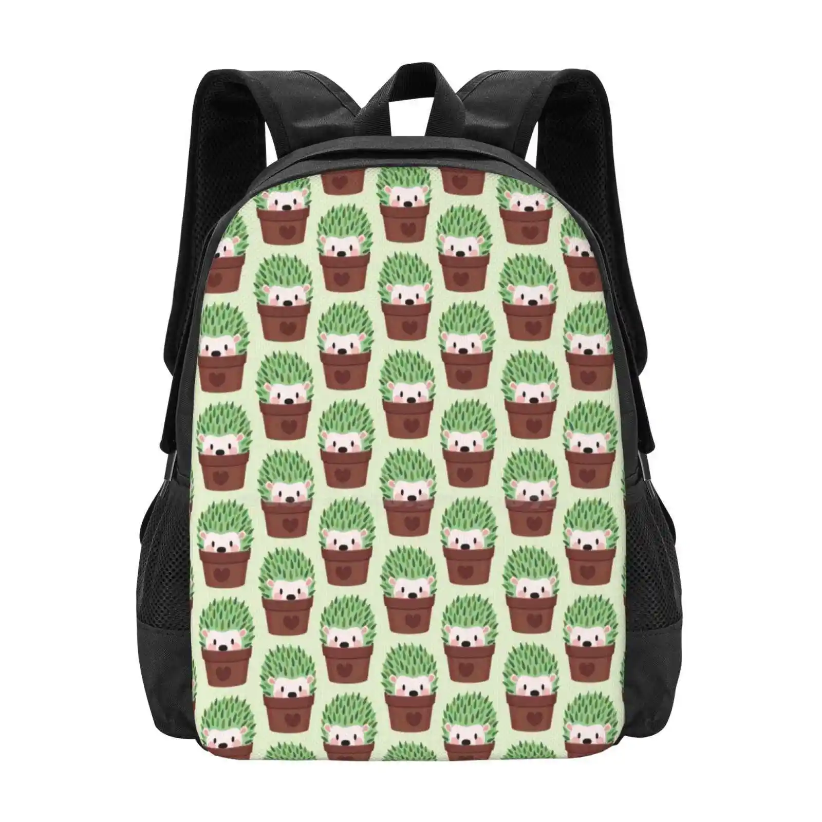 Hedgehogs Disguised As Cactuses School Bags For Teenage Girls Laptop Travel Bags Hedgehog Cactus Green Cute Animals Plant