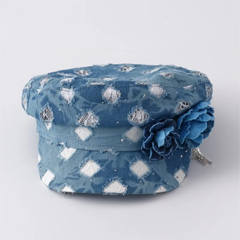 Fashionable and versatile niche design perforated flat top hat outdoor travel breathable comfortable