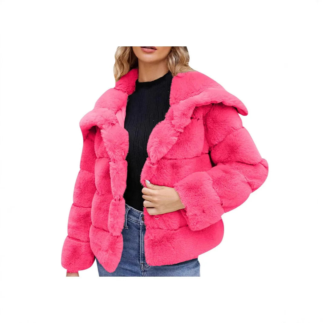 KIDCRKJ الشتاء النساء فو الفراء معطف سبليت التماس التلبيب طوق سيدة الفراء الاصطناعي سترة مزاجه شيك معطف فرو منك للإناث