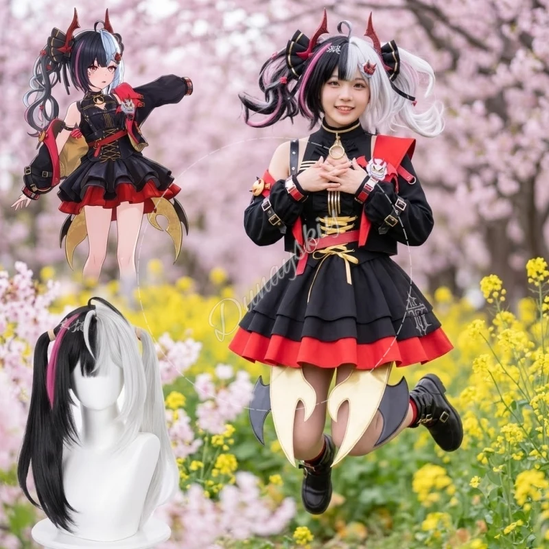 Kawai Requiem Lolita Dress Wigs Golden Symphony Themed Dark Velvet Ruffle Hem Elegant Game Neverness To Everness Stage Halloween