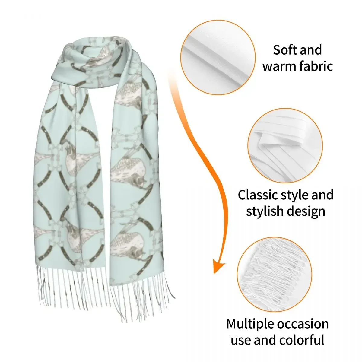 Personalized Printed Quail Scarf Men Women Winter Warm Scarves Luxury Fashion Versatile Shawl Wrap