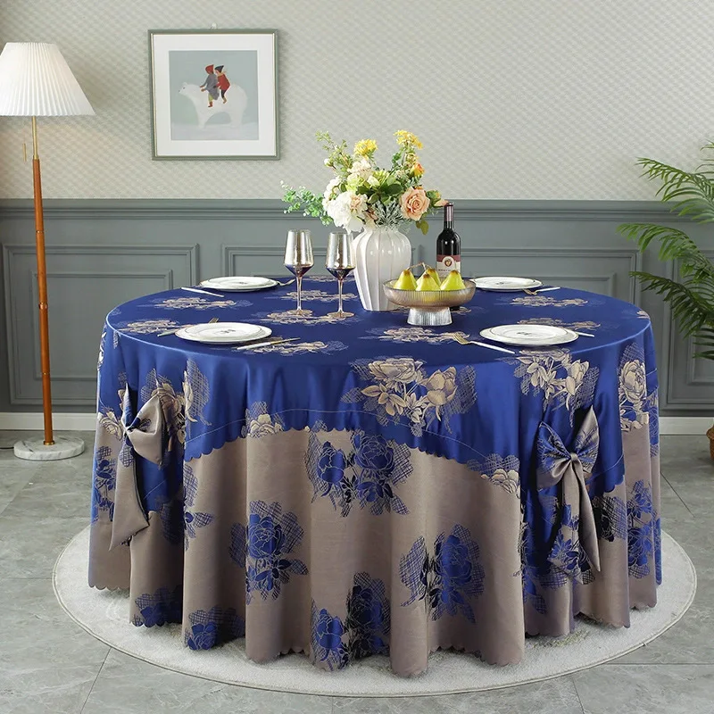 Chinese Retro Style Polyester Jacquard Bow Tablecloth with High-end Feel, Hotel Tablecloth, Restaurant Atmosphere, Fabric Art