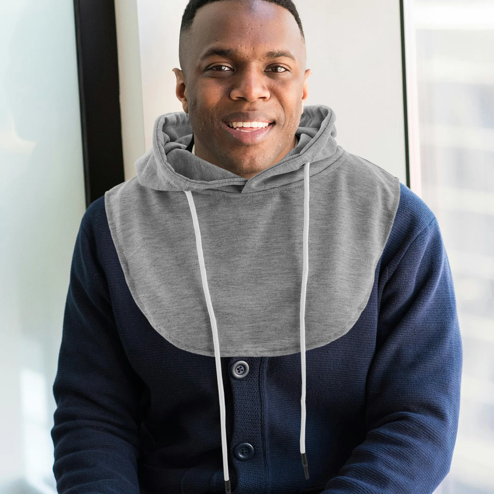 بلوزة بغطاء للرأس وياقة قميص مزيفة قابلة للفصل للرجال والنساء برقبة صناعية وإكسسوارات طبقات شتوية بديلة #1