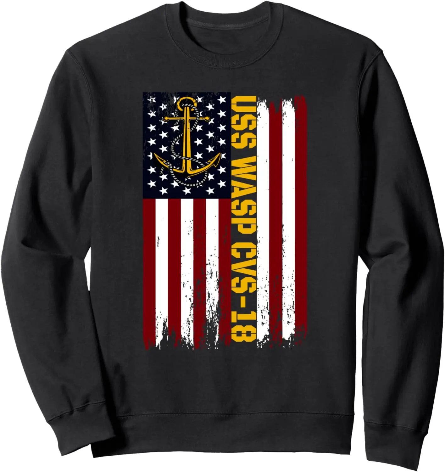 USS Wasp CVS-18 Aircraft Carrier American Flag Sweatshirt