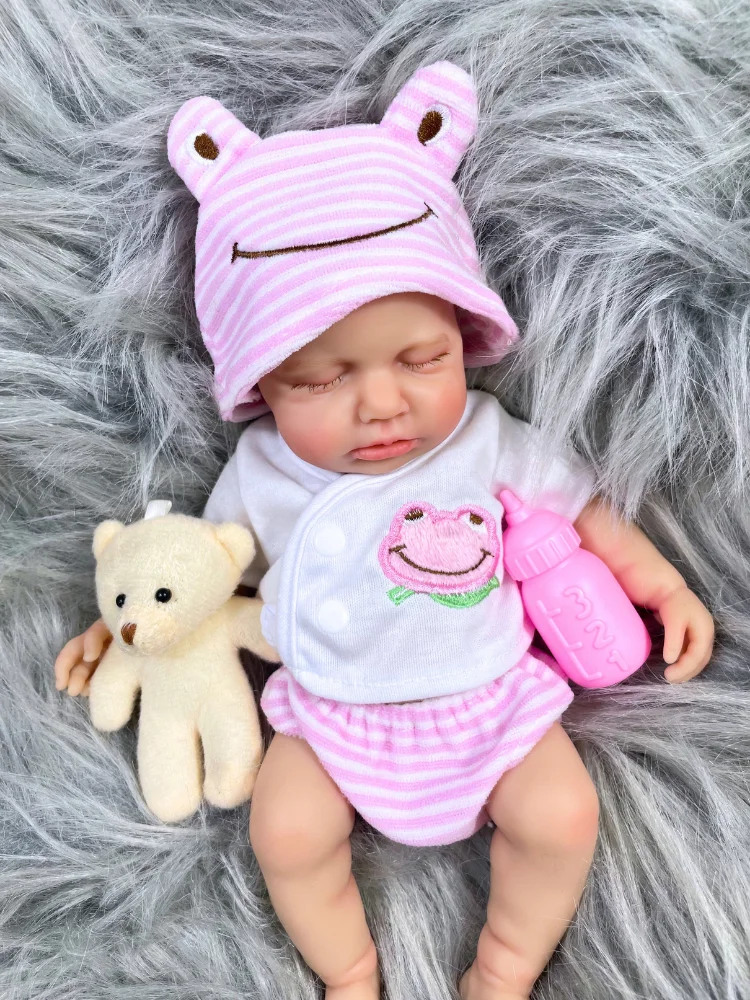 13인치 입을 여는 루루 풀 실리콘 리본 베이비 돌 소녀 또는 소년 세척 가능 스트레스 해소 인형 장난감 크리스마스 선물