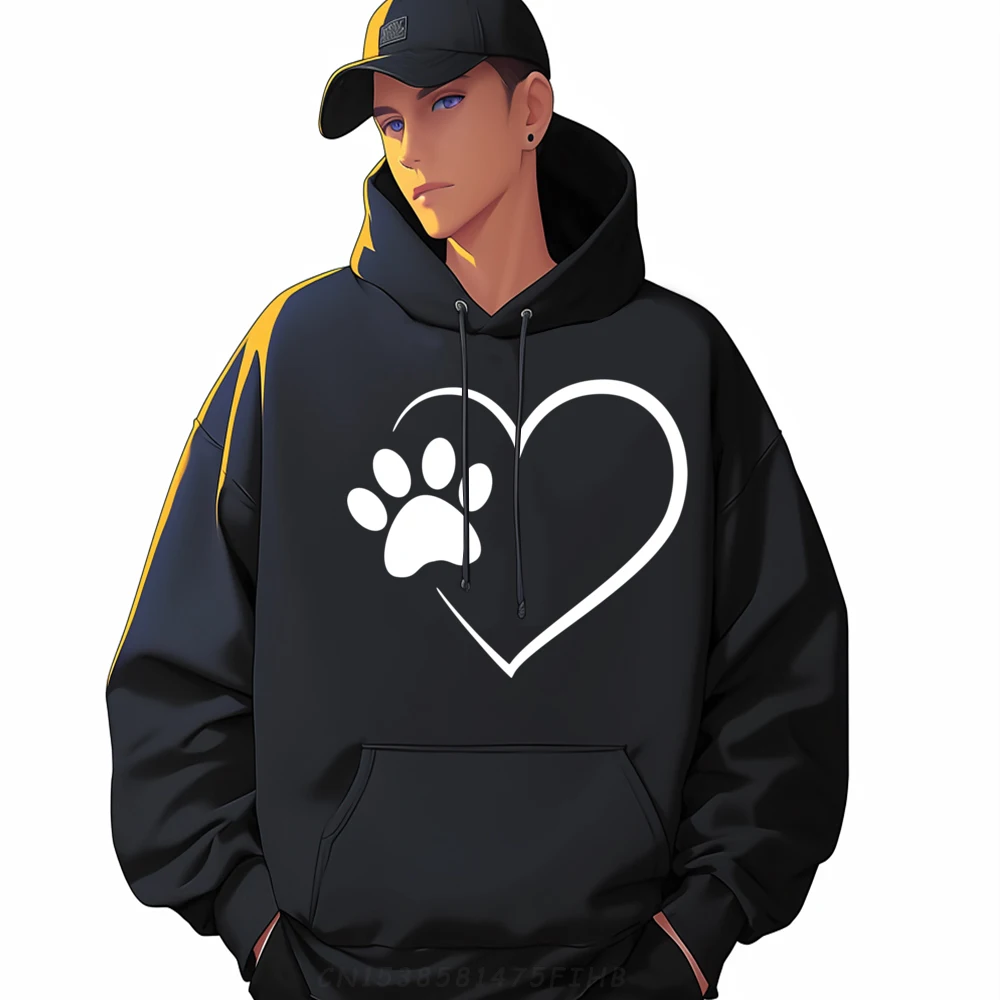 

Dog Paw Heart Dog Lover for Dog Moms Designer Clothes Men Adult Streetwear Men Christmas Sweater Long Sleeve