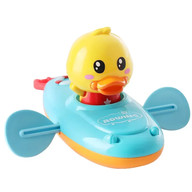 1-częściowa zabawka do kąpieli Cute Cartoon Duck Classic Water Toy Back Rowing Boat Baby Bathing Swim Duck Chain Clockwork Toy dla dzieci