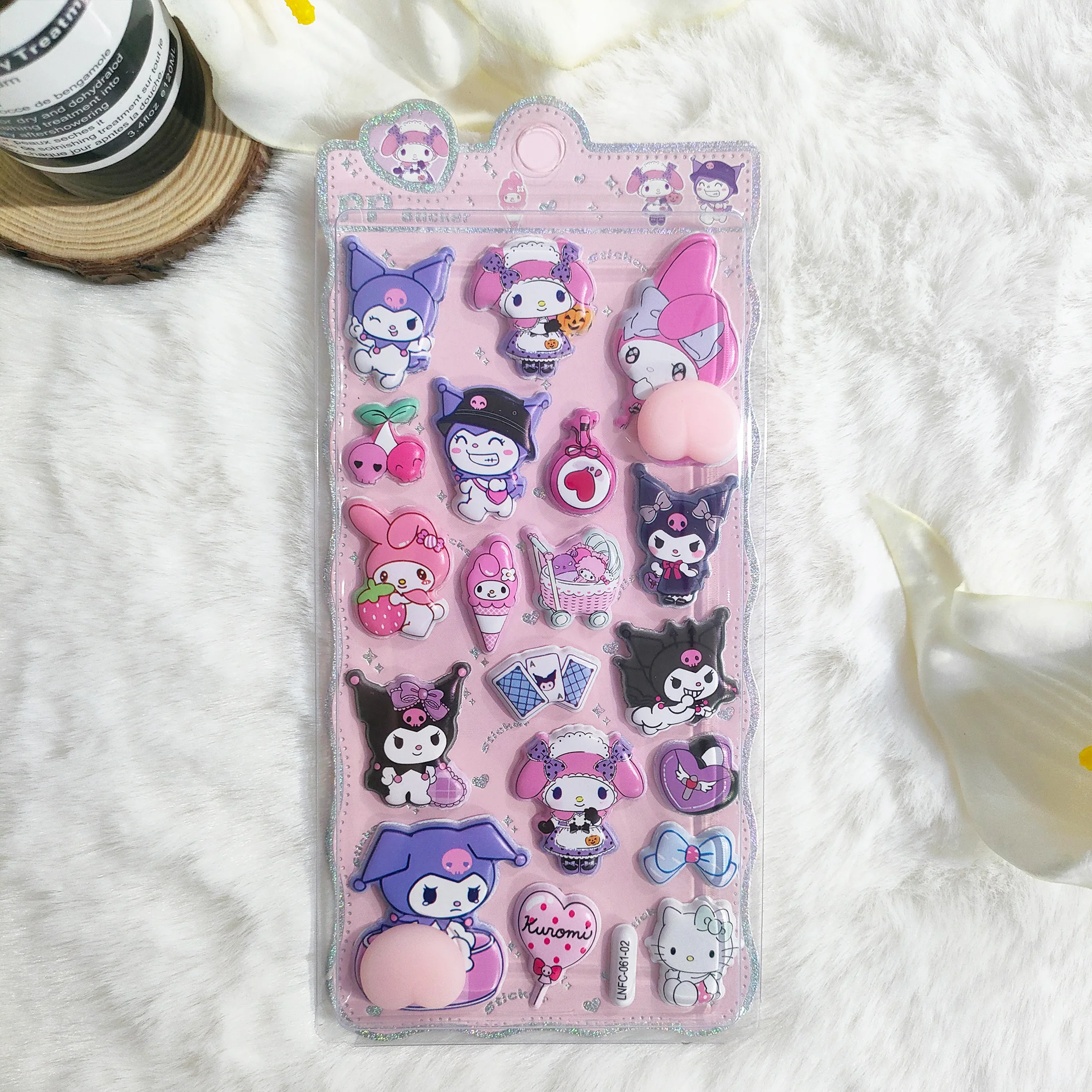 Sanrio Cute 3D Stereo Stickers - Soft Pinchable Butt Stress Relief Decals Perfect Cartoon Decor & Lovely Gift for Kids