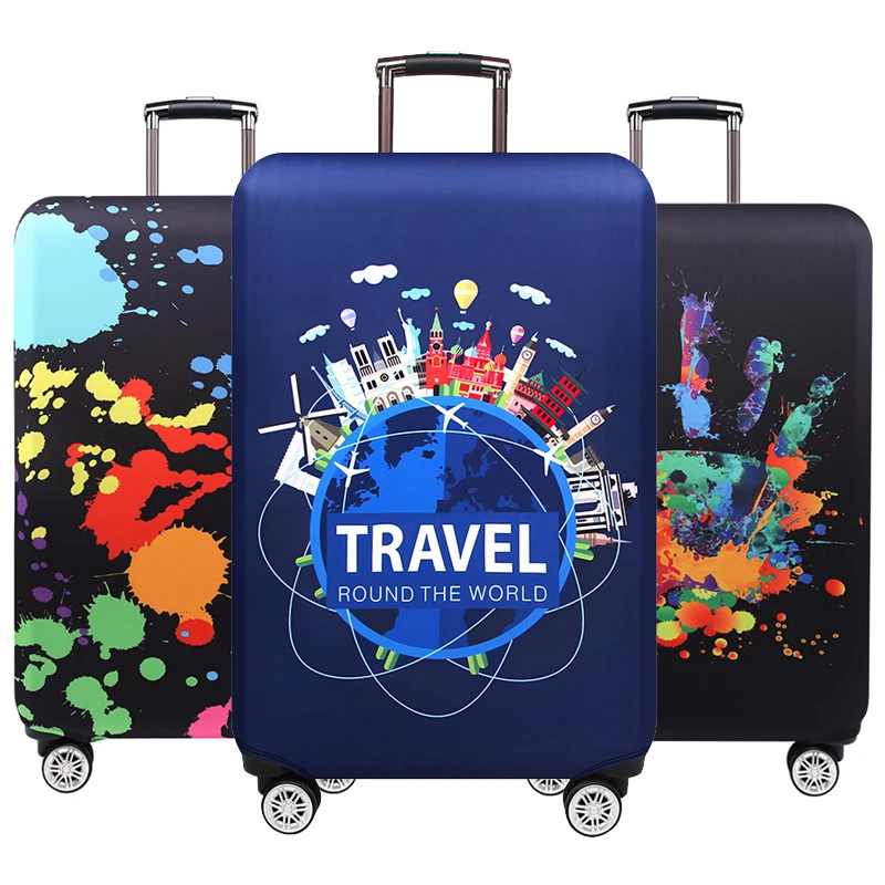 

Travel Around The Word Suitcase Protective Covers Thick Elastic Luggage Cover Protector for 18"-32" Baggage Travel Bag Case 262