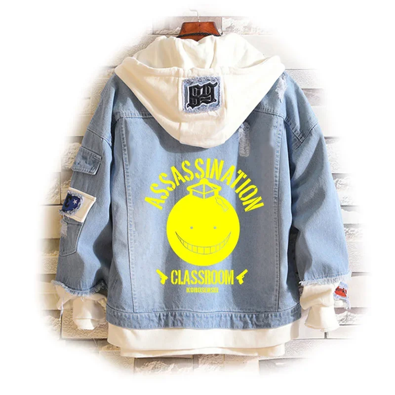 Costume Korosen Be Denim Jacket Assassination Classroom Shiota Nagisa Cosplay Hooded Jackets Unisex Sweater Casual Coats