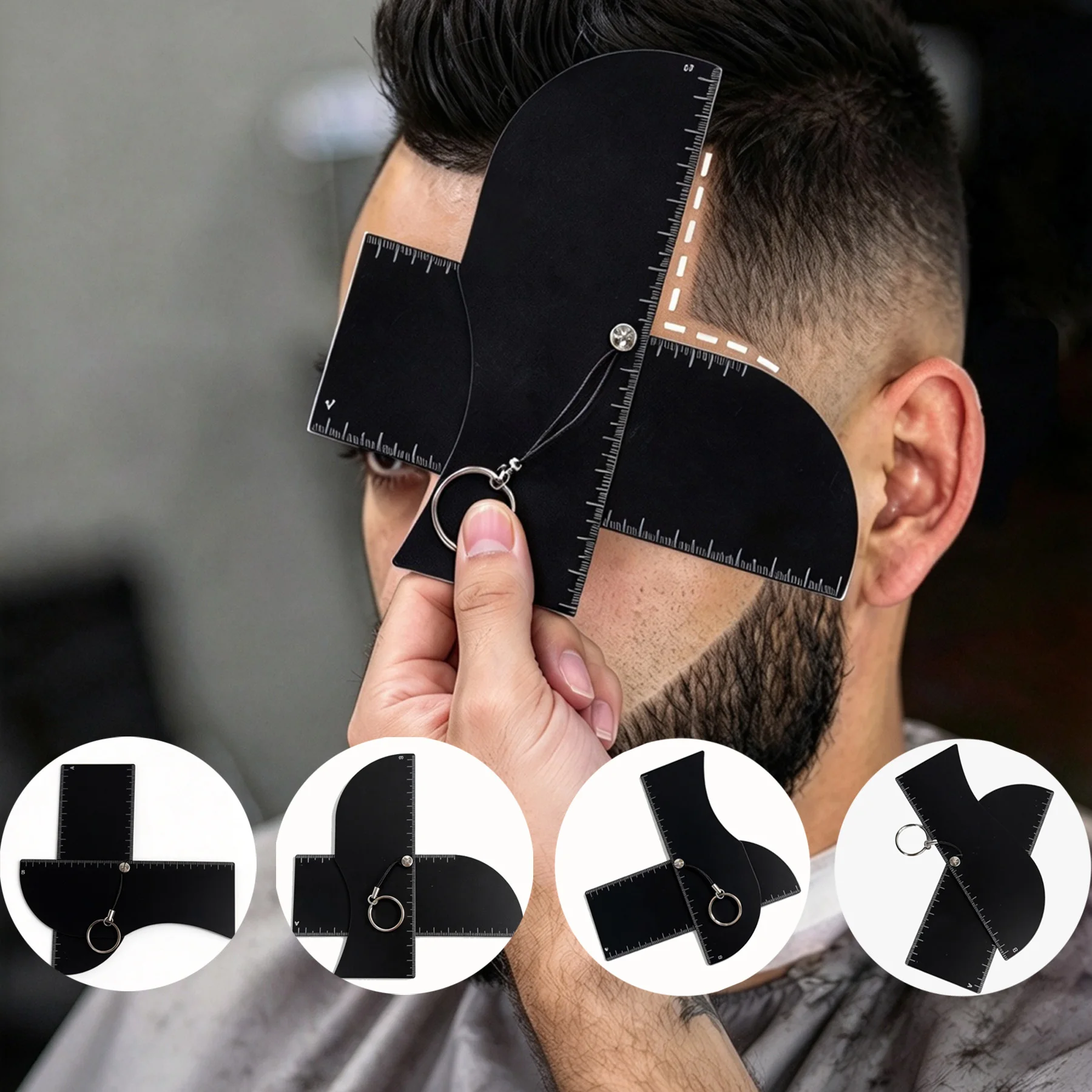 Rotating Multi-Angle Barber Line up Tool Hairline Shaping Guide Card for Professional Barbers