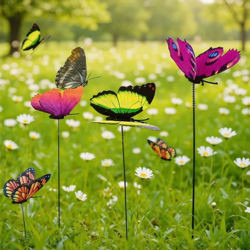 ，24pcs Glow In The Dark Luminous Butterfly Stakes - Perfect For Outdoor Garden Lawn Decoration!